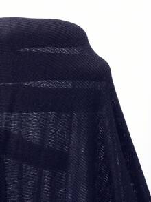 DAZY Kaos Longgar Model Bahu Jatuh Polos untuk Musim Semi & Musim Panas, Atasan Preppy Lengan Panjang Wanita, Penutup untuk Pakaian Renang - Navy Blue - View 2