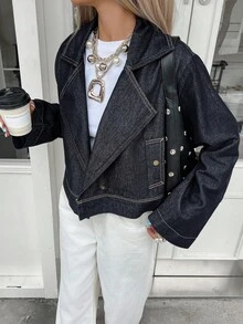 Livesso جاكيت جينز كاجوال فضفاض للنساء، خريف/شتاء