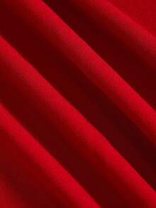 少女珍珠装饰腰部收紧优雅吊带背心连衣裙 - 紅色 - 查看 5