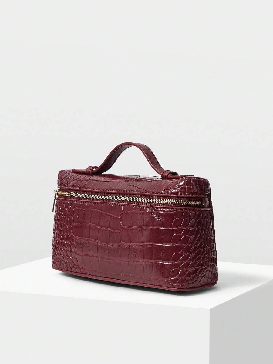 MOTF PREMIUM TÚI XÁCH HỘP HỌA TIẾT CÁ SẤU ĐỎ THỜI TRANG VÀ THANH LỊCH DÀNH CHO NỮ, THÍCH HỢP CHO VIỆC ĐI LẠI HÀNG NGÀY, HẸN HÒ VÀ MUA SẮM, QUÀ TẶNG GIÁNG SINH - Rượu vang đỏ - Xem 2