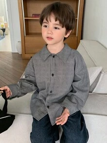 DAZY 秋季幼儿男童休闲宽松条纹衬衫 - 灰色 - 查看 3