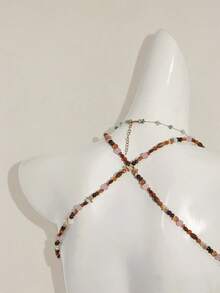 SHEIN ICON Women's Bohemian Style Floral Print Beaded Halter Backless Sexy Camisole