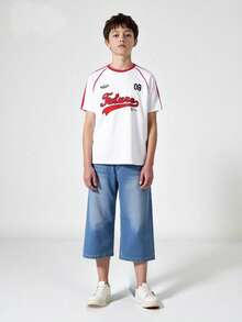 SHEIN Explorewe 2pcs/Set Teen Boys' Short Sleeve Crew Neck T-Shirt And Long Pants Set - Multicolor - View 1