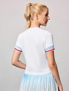 CourtClass 女式修身V领无袖网球运动背心 - 白色 - 查看 2