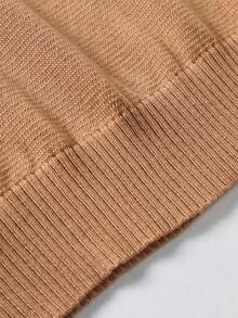 Manfinity Mode 秋季大码男士条纹圆领长袖休闲毛衣 - 摩卡棕 - 查看 6