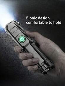 SHEIN Super Bright Rechargeable Multi-Function Torch ABS Strong Light Focusing Led Flashlight Outdoor Portable Home Built-In Battery Halloween Christmas Thanksgiving Gift