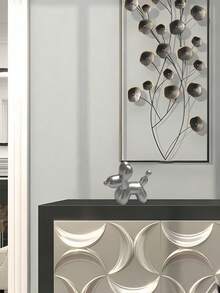 1 Stück Silber Ballon Hund Statue Metallskulptur, moderne Kunst Heim Dekoration Statue für Kaffeetisch Küche, Ornament Raumaccessoire