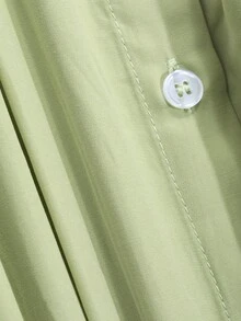 DAZY Camisa suelta asimétrica de un solo pecho de unicolor para mujer, blusas de manga larga, ropa de otoño - Verde - Ver 5