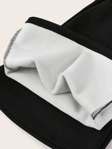 SHEIN Tween 女童休闲百搭简约弹力喇叭裤，保暖内衬，适合返校季穿着，黑色喇叭裤