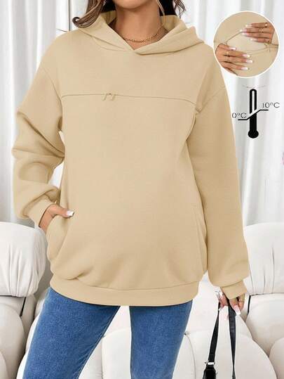 SHEIN 孕妇休闲纯色连帽衫 哺乳上衣 女式运动衫 加大码 女式连帽衫 女式连帽衫 女式连帽衫 孕妇连帽衫