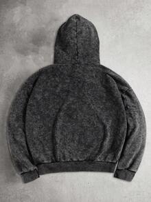 PAVTROS 男士街头时尚蜘蛛网印花哥特式垃圾摇滚万圣节连帽衫，秋季 - 黑色 - 查看 2