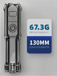 SHEIN Super Bright Rechargeable Multi-Function Torch ABS Strong Light Focusing Led Flashlight Outdoor Portable Home Built-In Battery Halloween Christmas Thanksgiving Gift