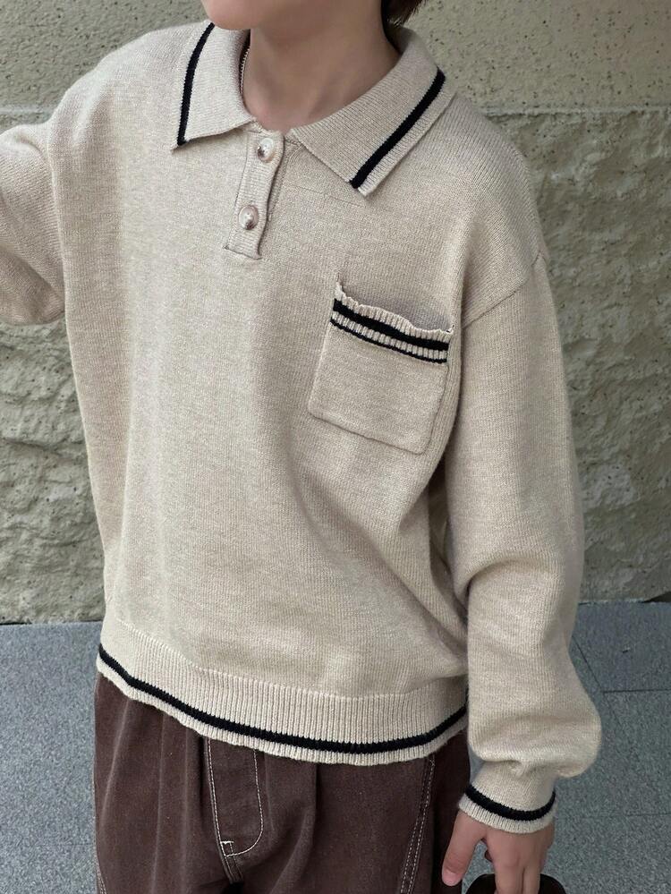 Toddler Boys' Oversized Casual Colorblock Pullover Sweater, Autumn