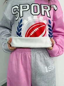 Teenager (Mädchen) minimalistischer Muster Hoodie Langarm Sweatshirt und Hose Set - Verschiedenfarbig - Übersicht 6