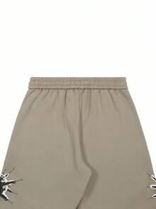 Manfinity Roughcore Quần nỉ nam, Quần nỉ họa tiết đường phố Mỹ, Quần thời trang thường ngày - Màu Khaki - Xem 5