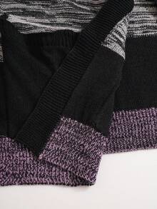 Rusticease Áo len cardigan sọc nhuộm loang màu cỡ lớn cho kỳ nghỉ mùa đông - Nhiều màu - Xem 5