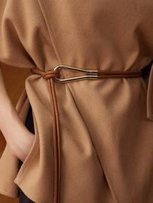 Écloséra French Style Retro Elegant High-End Shawl Scarf Collar Medium-Length Women's Camel-Colored Woolen Cloth Elegant Fall Outfits Women Going Out Coat - Camel - View 5