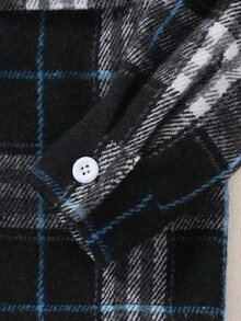 Souflis Souflis 男婴格子印花翻盖单排扣休闲上衣 - 黑色 - 查看 3