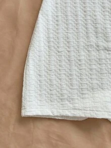 Soleia 女士休闲度假新款 V 领露背系带蝴蝶结镂空黑白撞色修身罗纹连体裤，适合派对、约会、下午茶、海滩 - 白色 - 查看 6