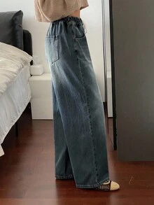 Livesso Pantalon en jean décontracté ample et clair pour femmes - Jean brut - Voir 5