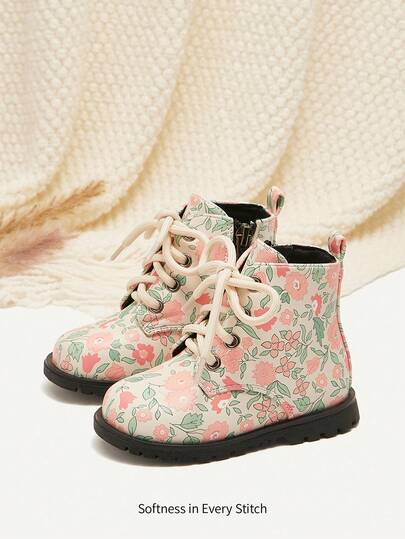 Cozy Pixies 1 par de botas de tobillo para niña bebé con estampado floral ditsy cómodo y duradero, de moda para otoño/invierno