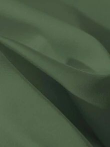 Franclia Elegant Short Sleeve Round Neck Ruffle Tie Bow Combination Khaki Women Blouse, Spring/Summer - Army Green - View 5