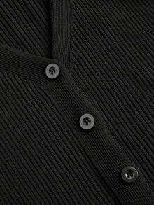 SHEIN MOD Slim Fit Open Front Sleeveless Knitted Top For Women - Black - View 4