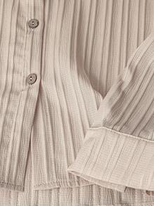 SHEIN Clasi Solid Button Front Shirt,Long Sleeve Tops - Apricot - View 3