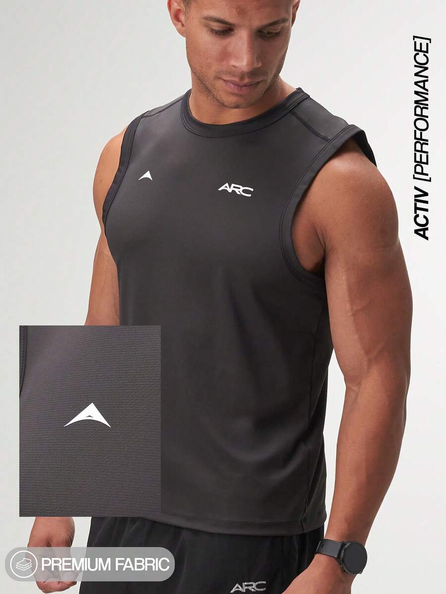 ARC Men's Tank Top Workout Shirt Gym Summer - Black - View 1