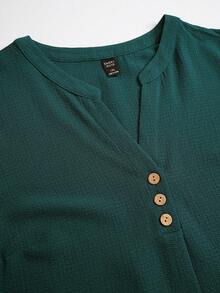 EMERY ROSE 大码女式纯色简约日常穿着无袖上衣和长裤 2 件套 - 墨綠色 - 查看 5