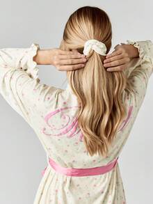 MISSGUIDED Luxury Floral Print Robe Satin Bridal Morning Wedding Robe Ruffle Trim Short Lounge Robe Bridal Dressing Gown With Sash Women's Honeymoon Gift - Multicolor - View 6