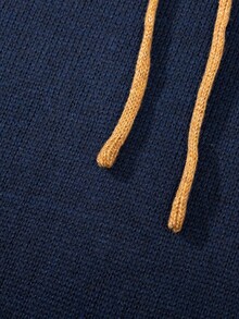 Manfinity Homme Men's Striped Long Sleeve Drawstring Casual Hooded Sweater, Autumn/Winter, Old Money - Royal Blue - View 4