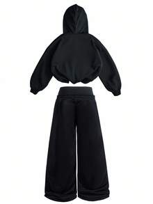 Manfinity EMRG Bộ đồ nam phong cách đường phố phiên bản giới hạn áo hoodie in họa tiết và quần cạp rút, thích hợp cho lễ hội âm nhạc ngoài trời, hộp đêm, quà tặng bạn trai/chồng, quà kỷ niệm, bộ đồ hai mảnh màu đen cho nam, bộ đồ hoodie và quần nỉ, trang phục hai mảnh cho nam, bộ đồ nỉ thiết kế, bộ đồ nỉ màu đen, phong cách những năm 2000, trang phục mùa thu, trang phục ấm áp - màu đen - Xem 5