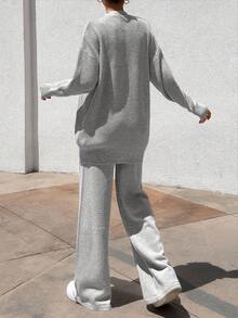 EURMUSE 女士三件套开衫和裤子 - 灰色 - 查看 2