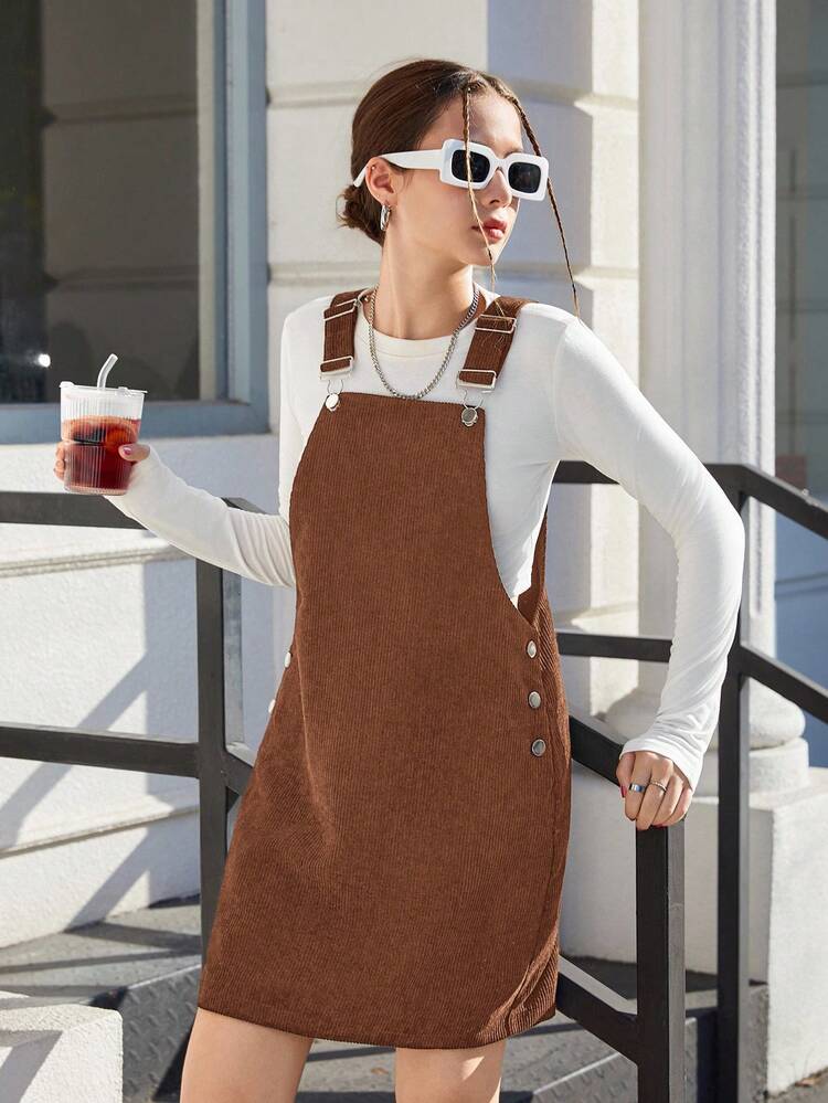 brown corduroy overall dress Elegant neckline 2T Toddler Little Girl Fall