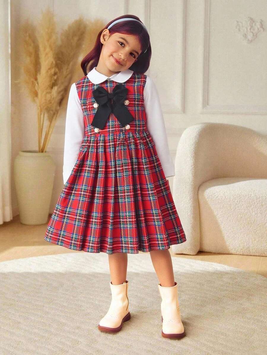 1pc Young Girl Dress,Collegiate Style Outfit - Multicolor - View 1