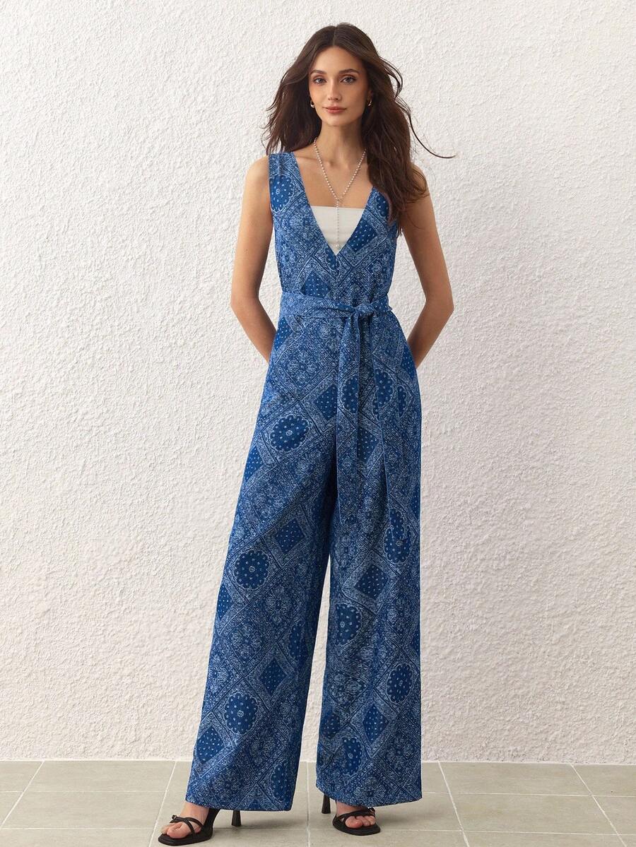 Selenza Women's Casual Intelligent Denim Bib Pants And Jumpsuit - Blue - View 1