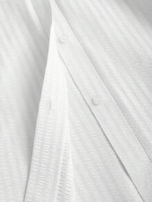 Sweetra Váy sơ mi tay ngắn màu hồng ngọt ngào và tươi mát, váy áo bó eo tôn dáng thời trang cho mùa hè - trắng - Xem 4