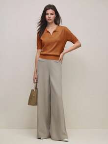 BizChic 棕色菱形针织Polo领女式上衣，现代优雅，适合都市通勤、日常百搭，亦可搭配90年代复古风、圣诞节、新年装扮，浪漫情人节派对、海滩毕业典礼、嘉年华、假日休闲简约风，适合婚礼宾客、主人、外出约会、聚会、音乐会、舞台表演、早午餐、下午茶、会议、机场度假等场合。 - 棕色 - 查看 3