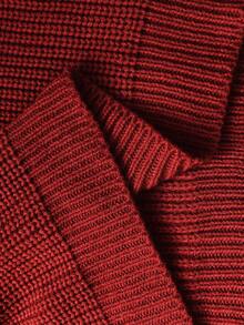 SHEIN Clasi 女士纯色针织蝴蝶结刺绣花朵长袖常规优雅套头毛衣，秋冬毛衣搭配蝴蝶结蝴蝶结毛衣优雅毛衣 - 紅色 - 查看 7