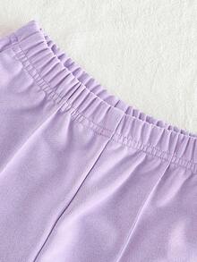 SHEIN Vintaside Kids 2 件女婴休闲长袖上衣 + 卡其色裤子套装，适合外出或居家休闲