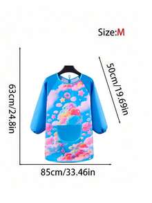SHEIN 1pc Waterproof & Stain-Resistant Long Sleeve Art Smock Apron Unisex Reversible Painting Smock For Kids & Adults With Unique Abstract Print Full Arm Protection For Acrylics, Clay, Cooking Artist, Pottery Studio, Preschool Classroom Essential Splatter-Proof Wearable Canvas (S-XL, Wipe Clean, Random Design) - Caiyun - Blue Sleeve - View 5