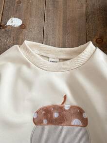 Vintaside Kids Baby Jungen Herbst süße Eichel Stickerei Langarm-Top & gestreifte Wollhose 2 Stücke Set