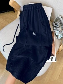 Jouncy Women's Casual Versatile Embroidered Detail Pants