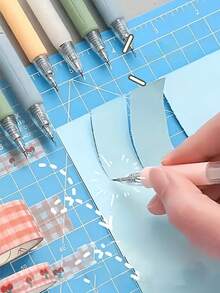 3pcs Multi-Color Retractable Craft Knife Pens - Easy Press-To-Extend Blade, PP Material - Perfect For Paper Cutting, Card Making & Unboxing - Sleek Design With Transparent Body, Small Paper Cutter,Random Color And Style - Multicolor - View 4