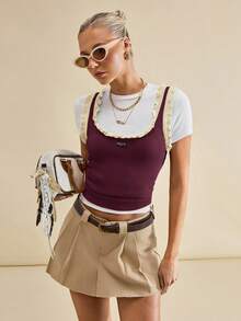 Muvela Bluză tricotată fără mâneci, cu volane, pentru femei, vară și toamnă 2025, elegantă, urbană, romantică, stil vintage pentru festivaluri de muzică country Y2K, casual, pentru afaceri, birou, întâlniri, petrecere, ieșire, aeroport, înapoi la școală, toamnă