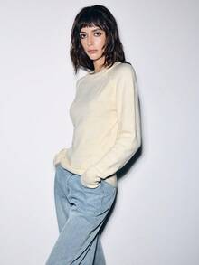 Chiquease Casual Solid Color Raglan Sleeve Sweater, Autumn/Winter - Apricot - View 3