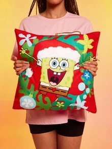 SpongeBob SquarePants | SHEIN 1 件圣诞枕套（不含枕芯），45*45 厘米，毛绒面料，柔软舒适，适用于家居装饰、汽车 - 彩色 - 查看 5