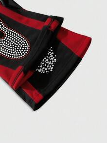 ROMWE MEN Street Life Men's Black & Red Flame Star Print Flared Leg Casual Pants, Autumn/Winter - Multicolor - View 3