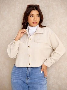 Elaquor 大码女装秋装女式纯色简约休闲长袖夹克秋季夹克和秋季女装，女式冬装 - 米色 - 查看 3